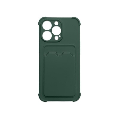 Husa Premium, iPhone 13 Pro Max Cu Protectie Camera, Colturi Intarite, Suport Card, Verde